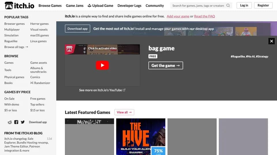 itch.io 网站预览