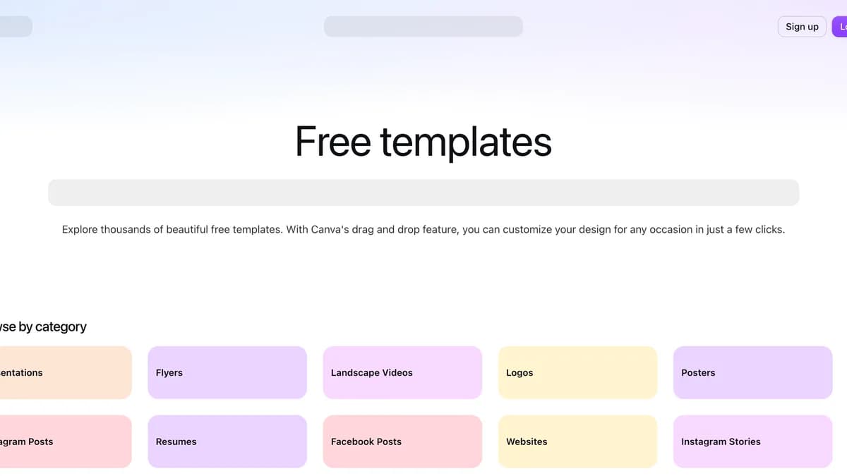 Canva Templates 网站内容预览