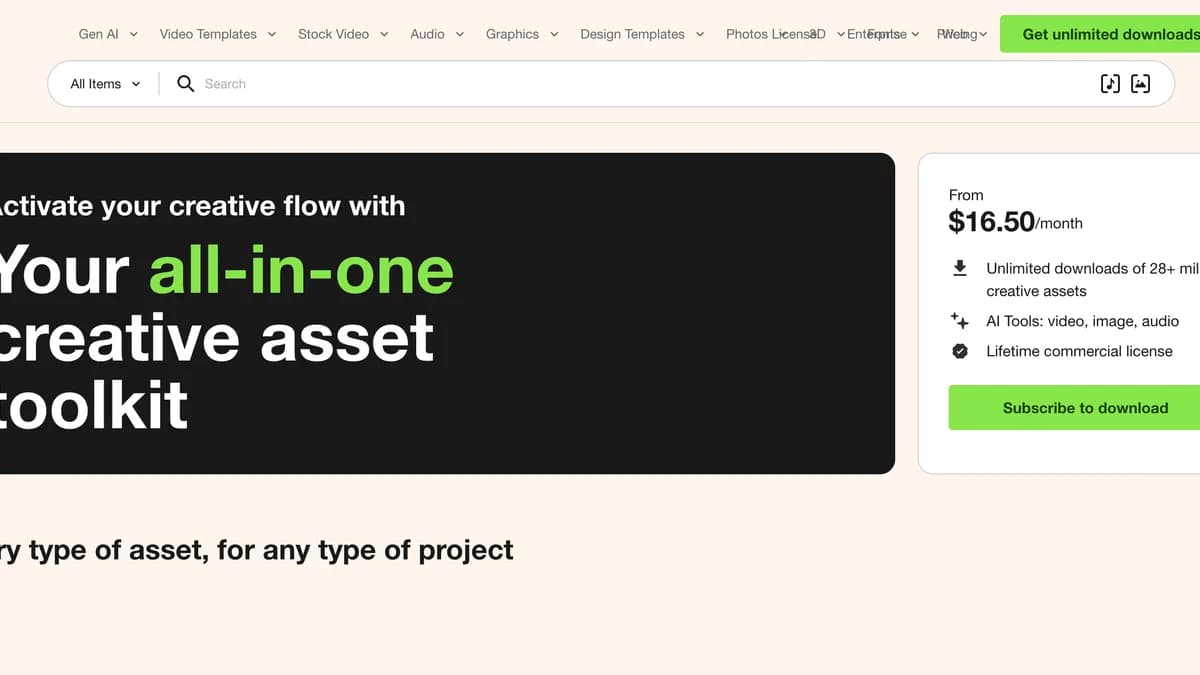 Envato Elements 网站内容预览