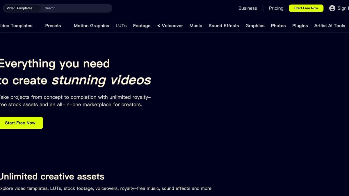 Motion Array 网站内容预览